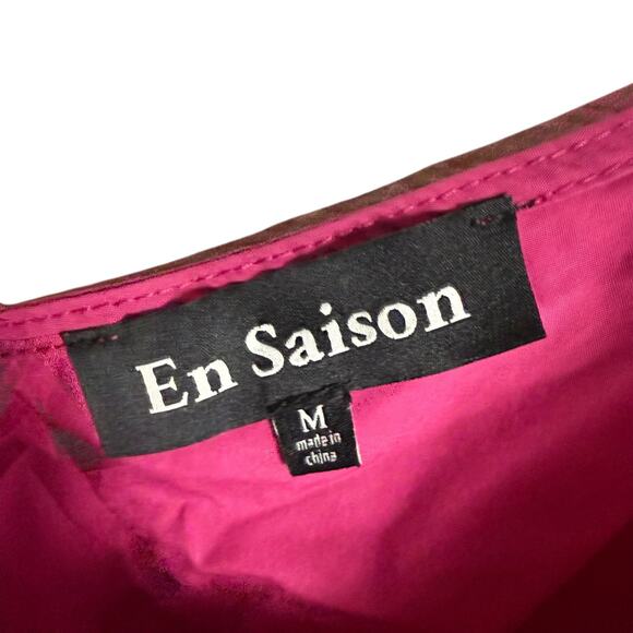 En Saison Celia Pink One Shoulder Puff Sleeve Smocked Mini Dress Size Medium - Picture 8 of 11